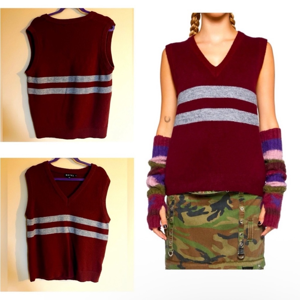Motel Y2K Striped Sweater Vest